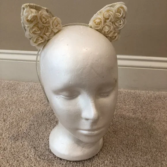 NWOT Kids' Women's Cat Ears Headbands (2) with 3 Soft Plush Scrunchies - Picture 3 of 9